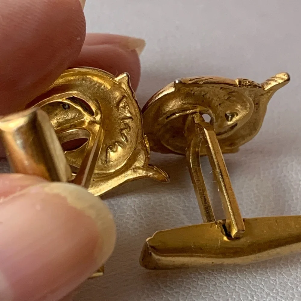 Vintage Gold Filled Diamond Fish Cufflinks